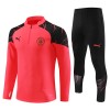 Sudadera De Entrenamiento Manchester City Cremallera De Cuarto 23-24 Roja - Niño